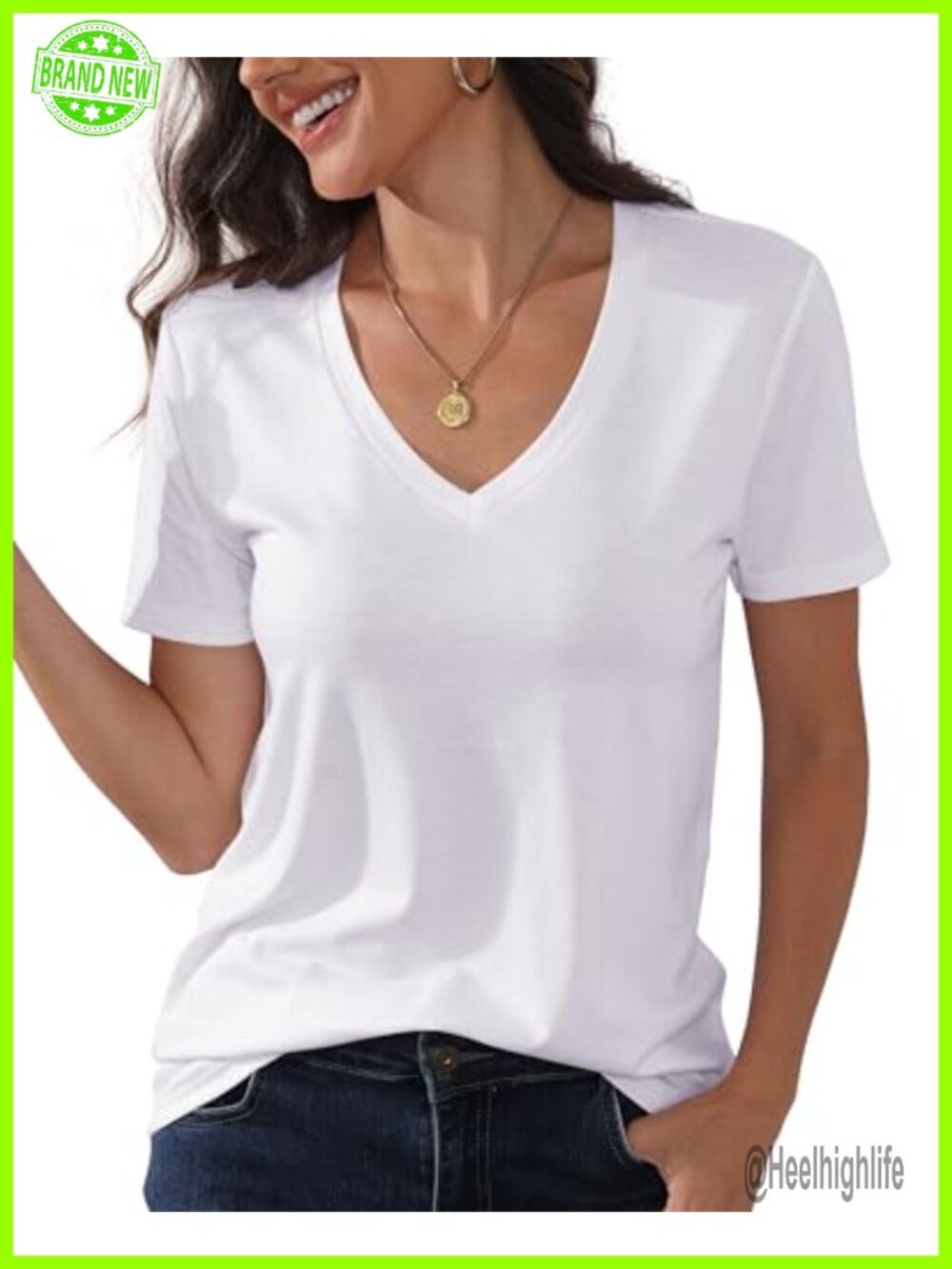 Women's Classic Fit V Neck Short Sleeve Cotton Blend Tee